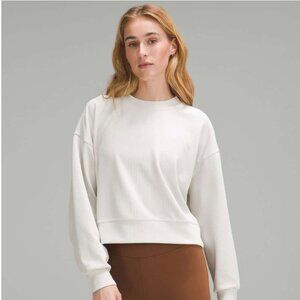 Lululemon Ribbed Softstreme Perfectly Oversized Cropped Crew Bone Size 10